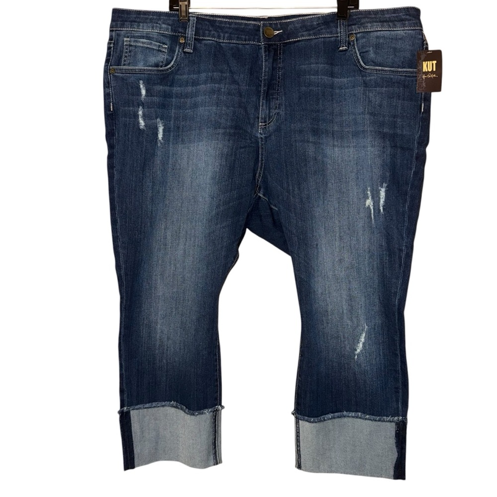 KUT from the Kloth Women's Plus Size 24W Cameron Straight Leg Jeans Cropped